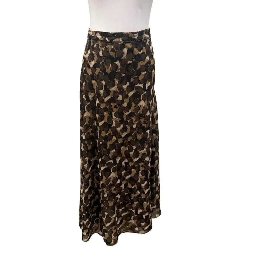 Reversible Leopard Cheetah Print Midi Skirt Animal Print Brown XL Work Office